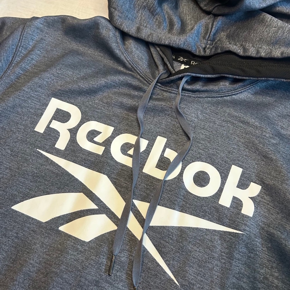 Reebok Hoodie Mens Large Gray Heather Pullover Logo REM204FH11